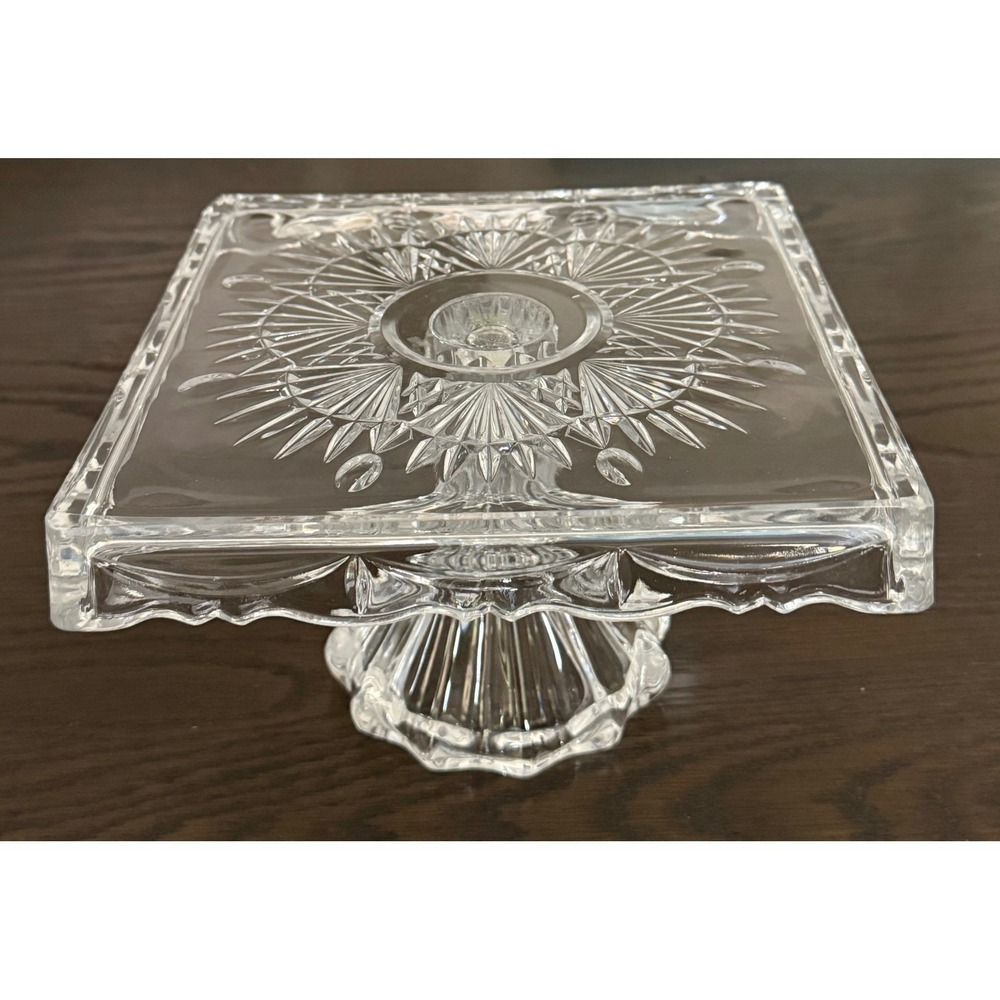 Shannon Crystal by Godinger Freedom Collection Square Cake Stand 8" x 5"